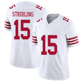 San Francisco #15 Stribling Player Football V Neck Short Sleeve White Jersey De'Zhaun For Men Youth Women Gift