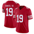 San Francisco #19 Samuel Sr. Player Football V Neck Short Sleeve Scarlet Jersey Deebo For Men Youth Women Gift