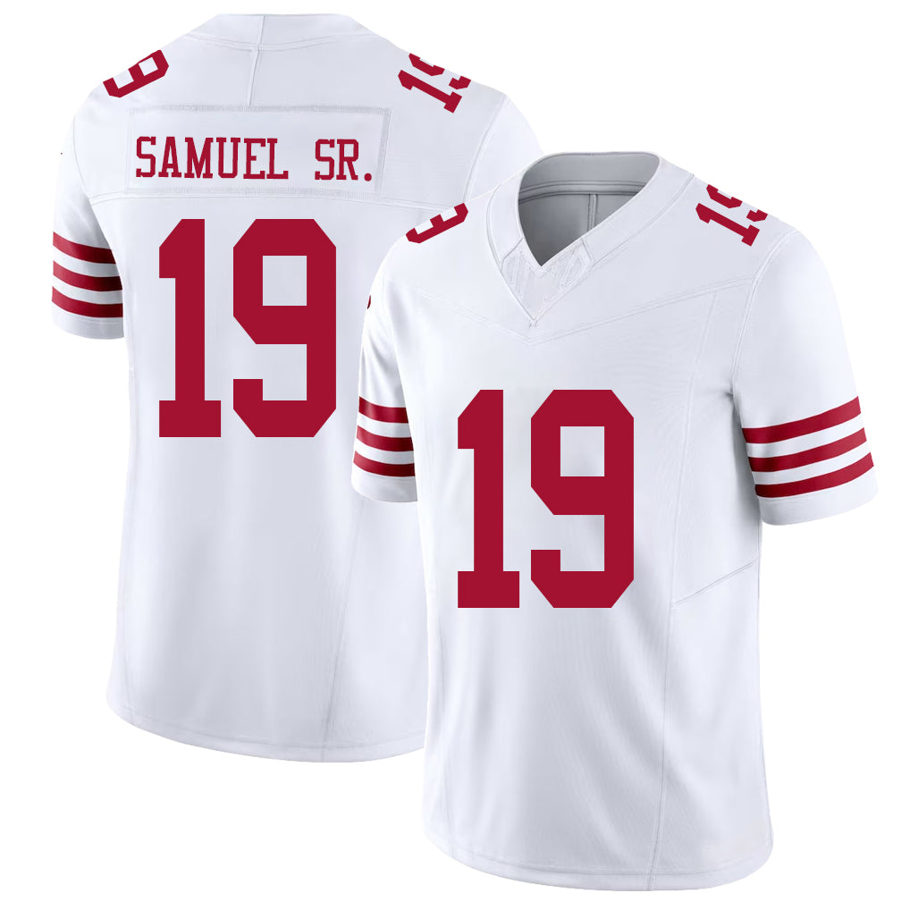 San Francisco #19 Samuel Sr. Player Football V Neck Short Sleeve White Jersey Deebo For Men Youth Women Gift