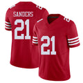 San Francisco #21 Sanders Player Football V Neck Short Sleeve Scarlet Jersey Deion For Men Youth Women Gift