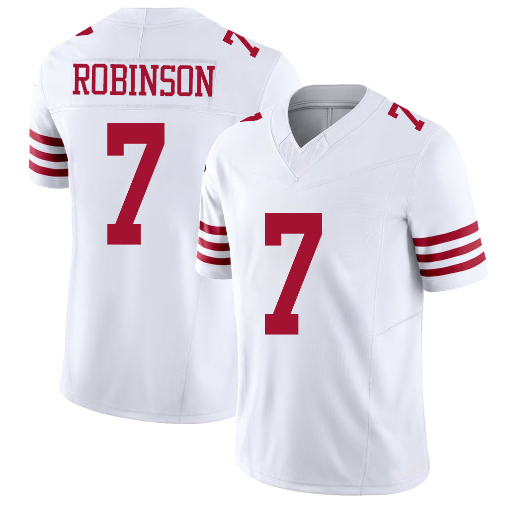 San Francisco #7 Robinson Player Football V Neck Short Sleeve White Jersey Demarcus For Men Youth Women Gift