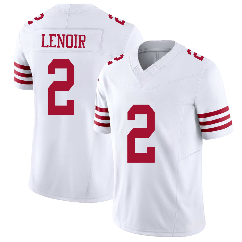 San Francisco #2 Lenoir Player Football V Neck Short Sleeve White Jersey Deommodore For Men Youth Women Gift