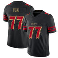San Francisco #77 Puni Player Football V Neck Short Sleeve Black Jersey Dominick For Men Youth Women Gift
