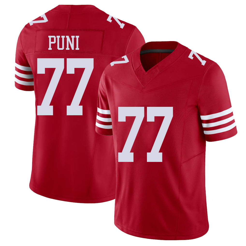 San Francisco #77 Puni Player Football V Neck Short Sleeve Scarlet Jersey Dominick For Men Youth Women Gift