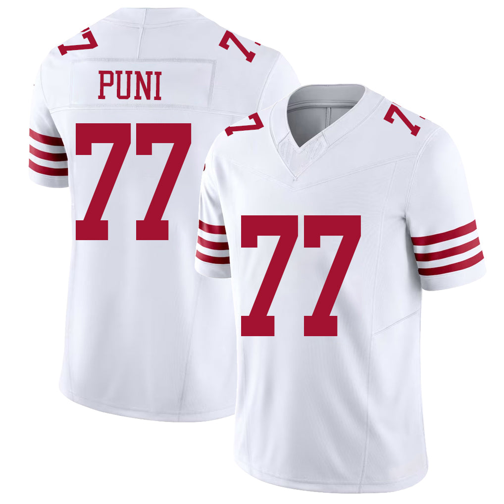 San Francisco #77 Puni Player Football V Neck Short Sleeve White Jersey Dominick For Men Youth Women Gift