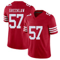 San Francisco #57 Greenlaw Player Football V Neck Short Sleeve Scarlet Jersey Dre For Men Youth Women Gift