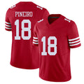 San Francisco #18 Pineiro Player Football V Neck Short Sleeve Scarlet Jersey Eddy For Men Youth Women Gift