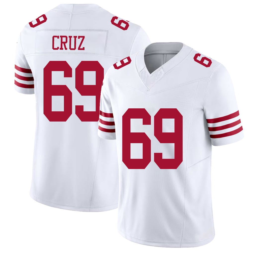 San Francisco #69 Cruz Player Football V Neck Short Sleeve White Jersey Enrique For Men Youth Women Gift