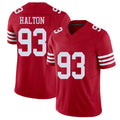 San Francisco #93 Halton Player Football V Neck Short Sleeve Scarlet Jersey Gracen For Men Youth Women Gift