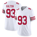 San Francisco #93 Halton Player Football V Neck Short Sleeve White Jersey Gracen For Men Youth Women Gift