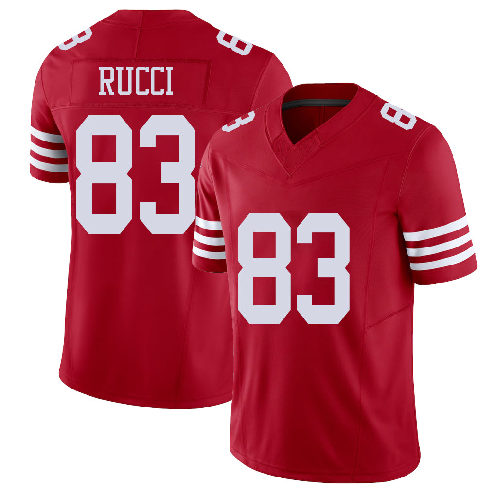 San Francisco #83 Rucci Player Football V Neck Short Sleeve Scarlet Jersey Hayden For Men Youth Women Gift