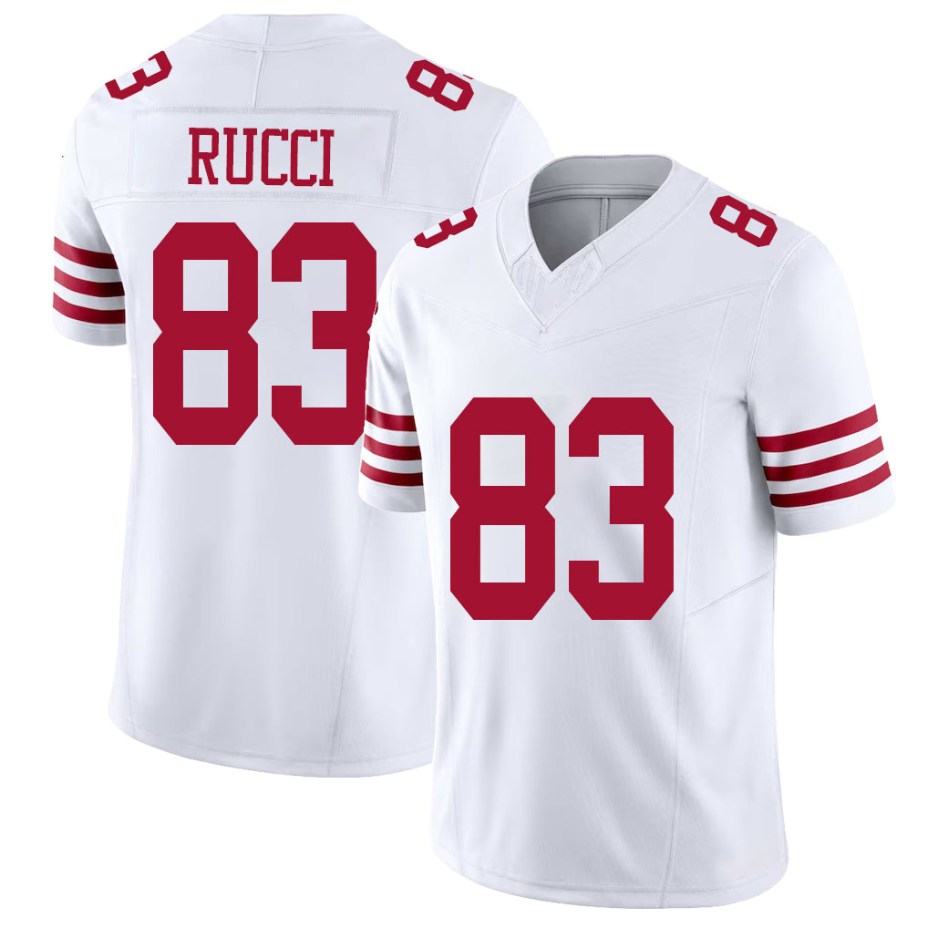 San Francisco #83 Rucci Player Football V Neck Short Sleeve White Jersey Hayden For Men Youth Women Gift
