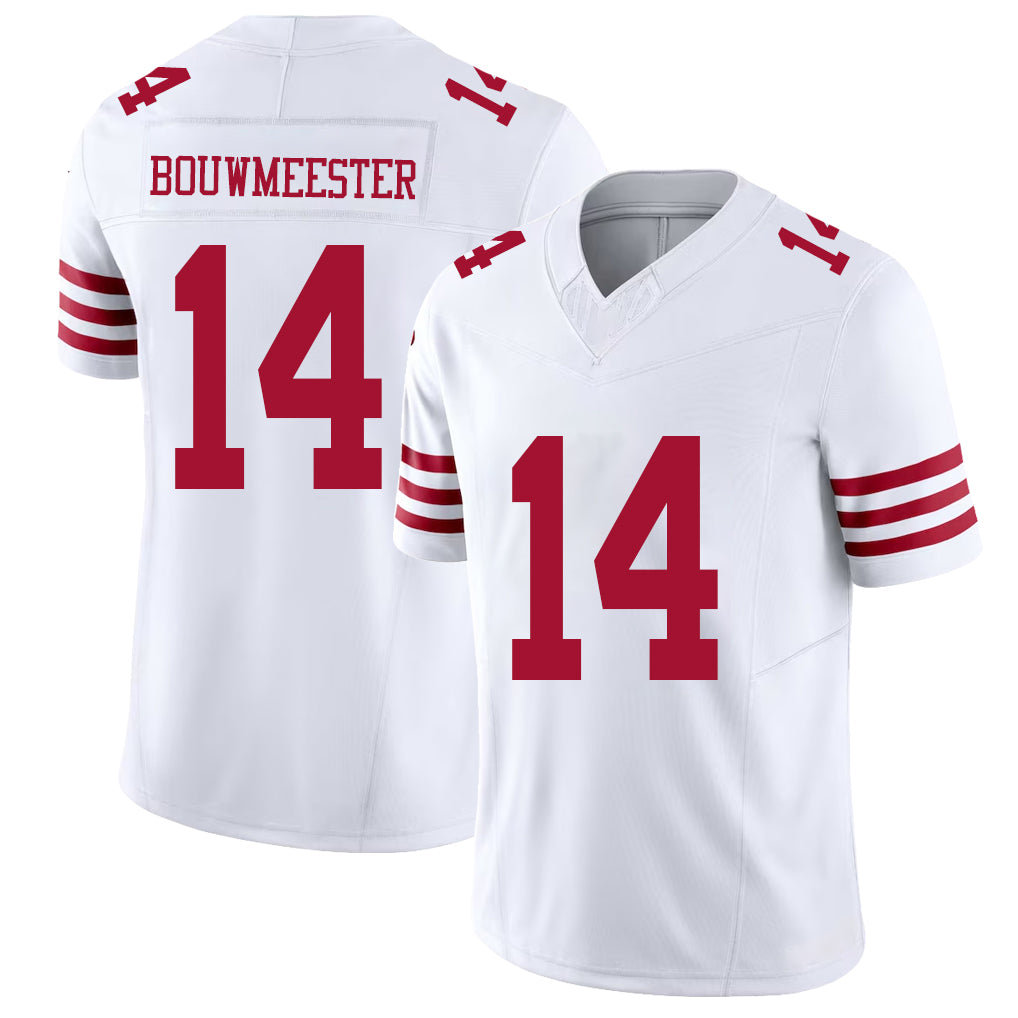 San Francisco #14 Bouwmeester Player Football V Neck Short Sleeve White Jersey Jack For Men Youth Women Gift