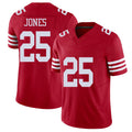 San Francisco #25 Jones Player Football V Neck Short Sleeve Scarlet Jersey Jack For Men Youth Women Gift