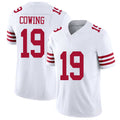 San Francisco #19 Cowing Player Football V Neck Short Sleeve White Jersey Jacob For Men Youth Women Gift