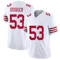 San Francisco #53 Dugger Player Football V Neck Short Sleeve White Jersey Jaden For Men Youth Women Gift