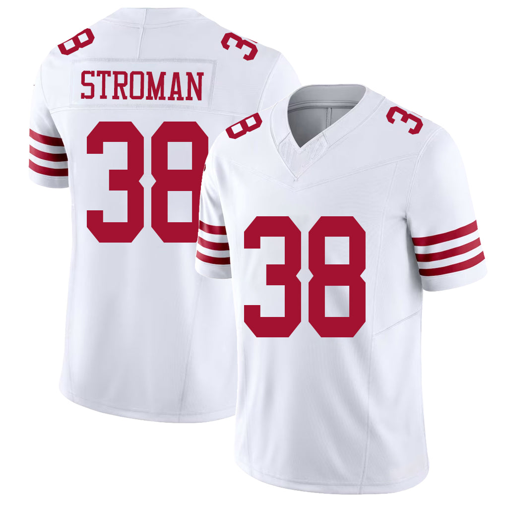 San Francisco #38 Stroman Player Football V Neck Short Sleeve White Jersey Jalen For Men Youth Women Gift