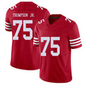 San Francisco #75 Thompson Jr. Player Football V Neck Short Sleeve Scarlet Jersey James For Men Youth Women Gift