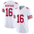 San Francisco #16 Montana Player Football V Neck Short Sleeve White Jersey Joe For Men Youth Women Gift