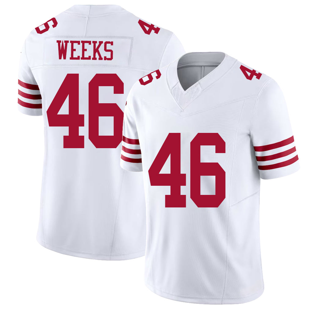 San Francisco #46 Weeks Player Football V Neck Short Sleeve White Jersey Jon For Men Youth Women Gift