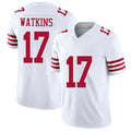 San Francisco #17 Watkins Player Football V Neck Short Sleeve White Jersey Jordan For Men Youth Women Gift