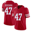 San Francisco #47 Deguara Player Football V Neck Short Sleeve Scarlet Jersey Josiah For Men Youth Women Gift