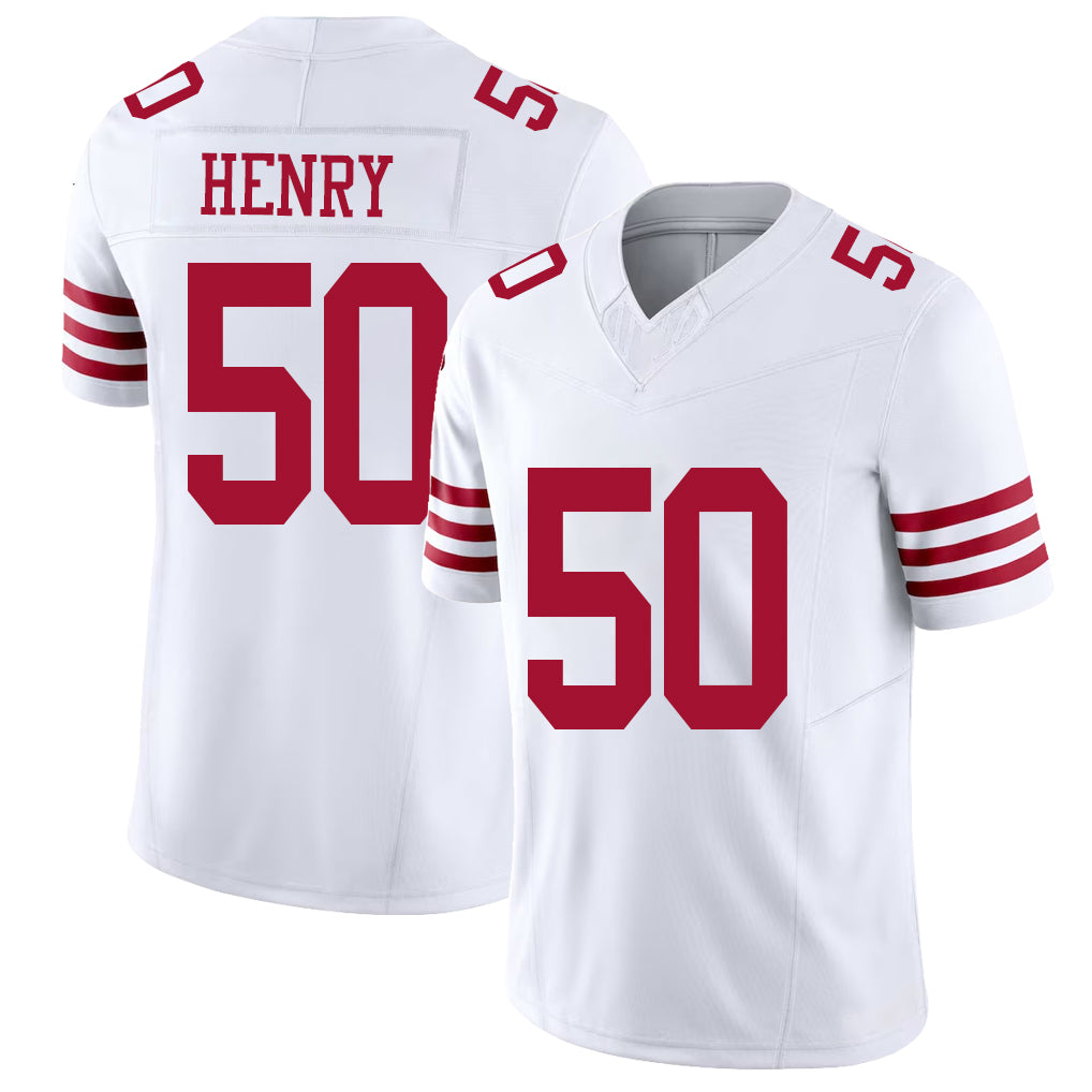 San Francisco #50 Henry Player Football V Neck Short Sleeve White Jersey KJ For Men Youth Women Gift