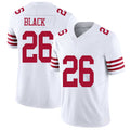 San Francisco #26 Black Player Football V Neck Short Sleeve White Jersey Kaelon For Men Youth Women Gift
