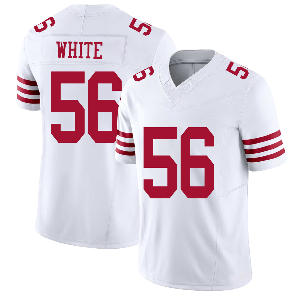 San Francisco #56 White Player Football V Neck Short Sleeve White Jersey Keion For Men Youth Women Gift
