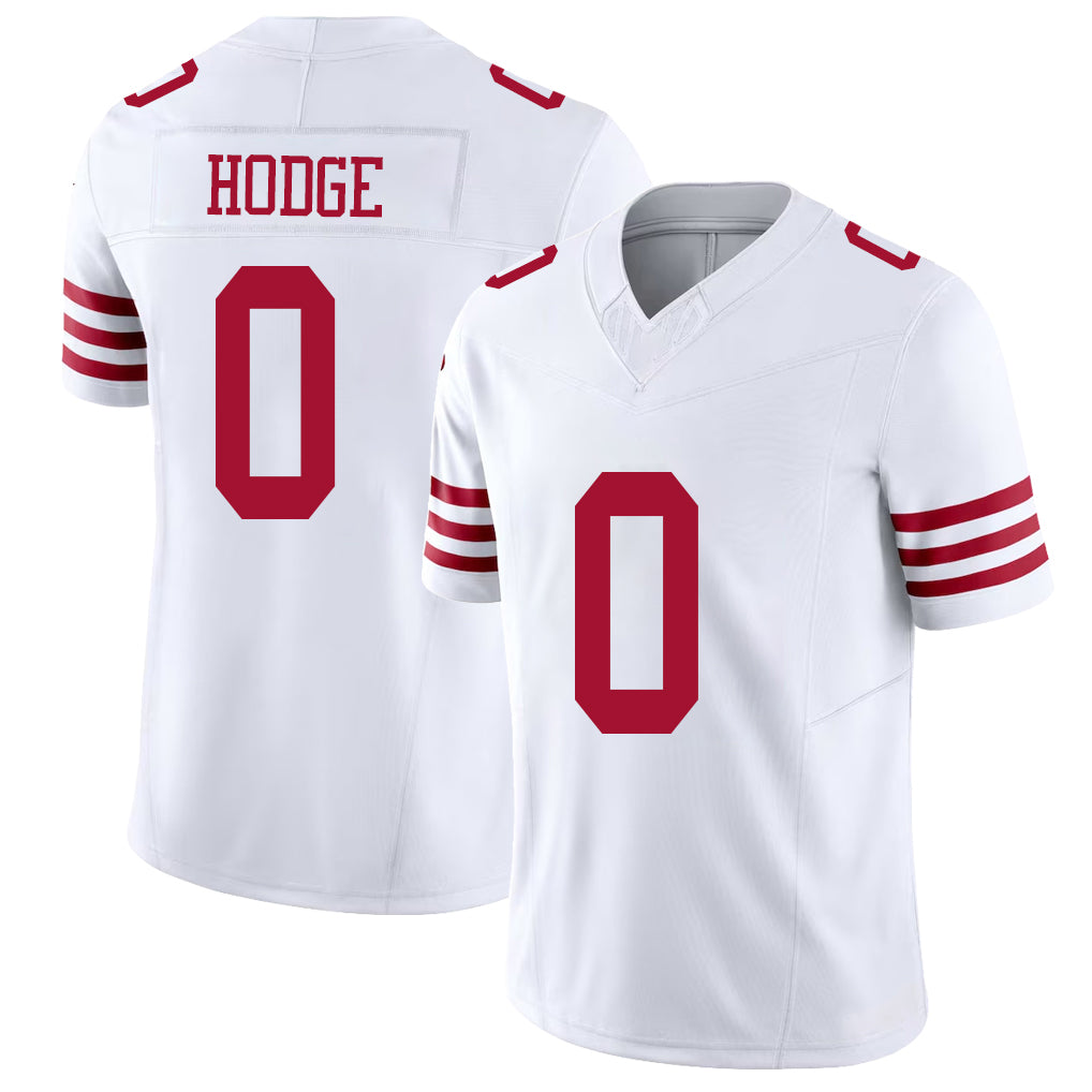 San Francisco #0 Hodge Player Football V Neck Short Sleeve White Jersey KhaDarel For Men Youth Women Gift