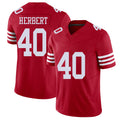 San Francisco #40 Herbert Player Football V Neck Short Sleeve Scarlet Jersey Khalil For Men Youth Women Gift
