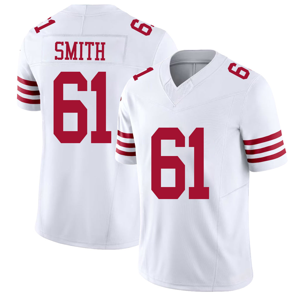 San Francisco #61 Smith Player Football V Neck Short Sleeve White Jersey Kion For Men Youth Women Gift