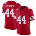 San Francisco #44 Juszczyk Player Football V Neck Short Sleeve Scarlet Jersey Kyle For Men Youth Women Gift