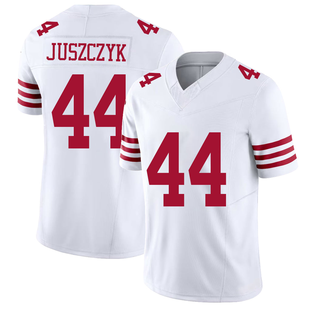 San Francisco #44 Juszczyk Player Football V Neck Short Sleeve White Jersey Kyle For Men Youth Women Gift