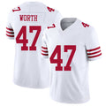 San Francisco #47 Worth Player Football V Neck Short Sleeve White Jersey Larry For Men Youth Women Gift
