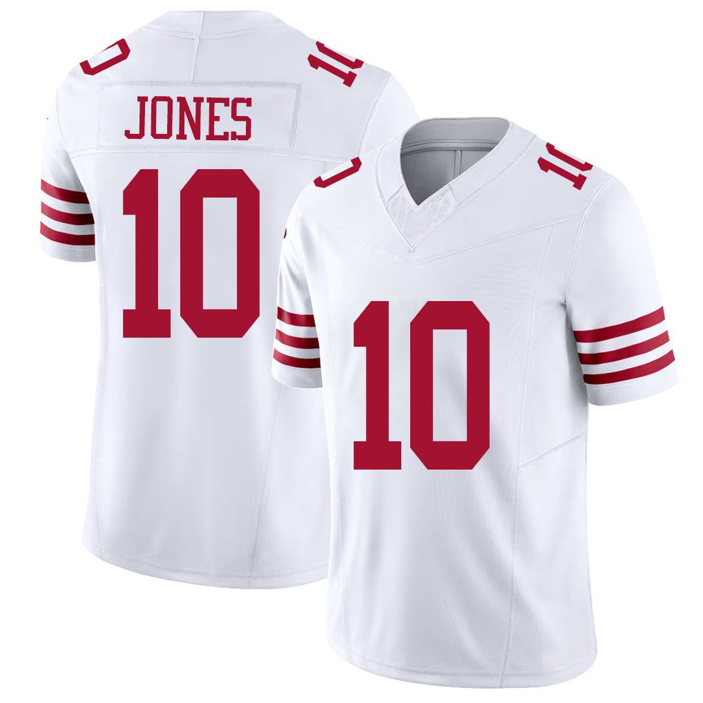 San Francisco #10 Jones Player Football V Neck Short Sleeve White Jersey Mac For Men Youth Women Gift
