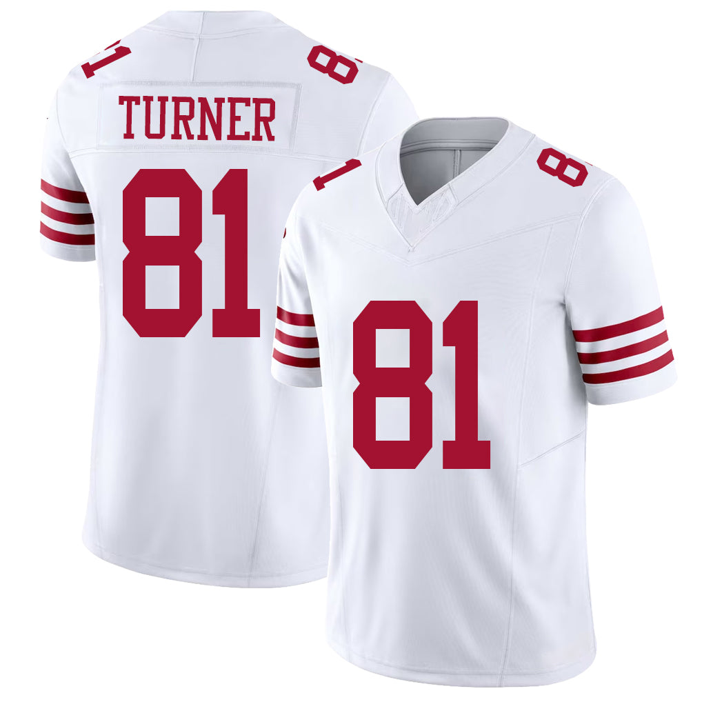 San Francisco #81 Turner Player Football V Neck Short Sleeve White Jersey Malik For Men Youth Women Gift