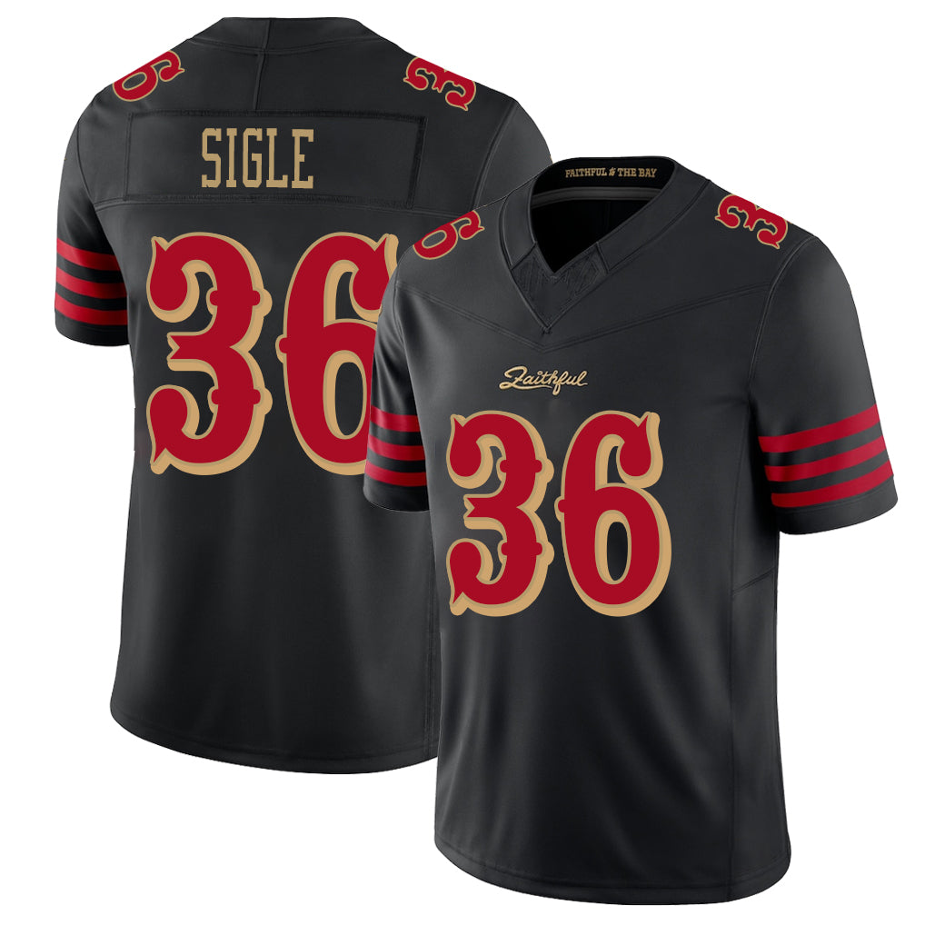 San Francisco #36 Sigle Player Football V Neck Short Sleeve Black Jersey Marques For Men Youth Women Gift