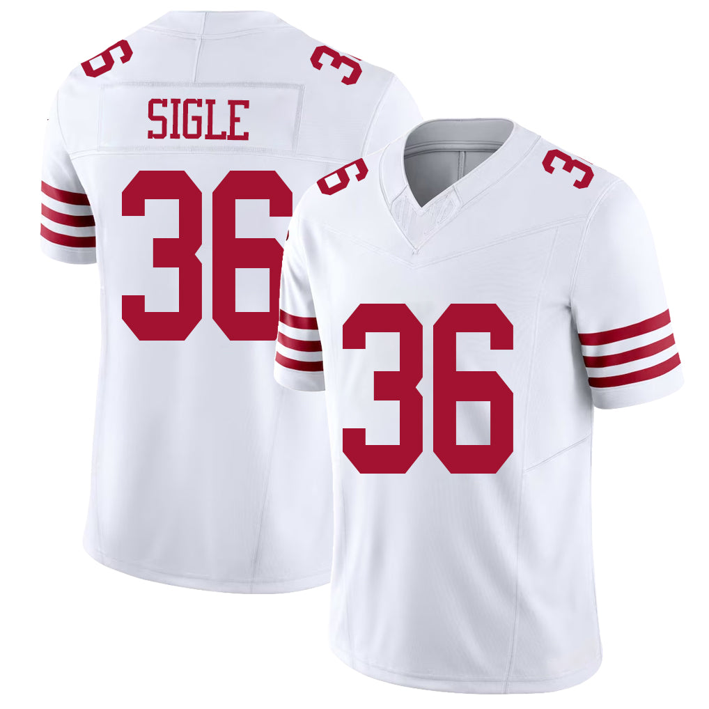 San Francisco #36 Sigle Player Football V Neck Short Sleeve White Jersey Marques For Men Youth Women Gift