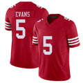 San Francisco #5 Evans Player Football V Neck Short Sleeve Scarlet Jersey Mike For Men Youth Women Gift