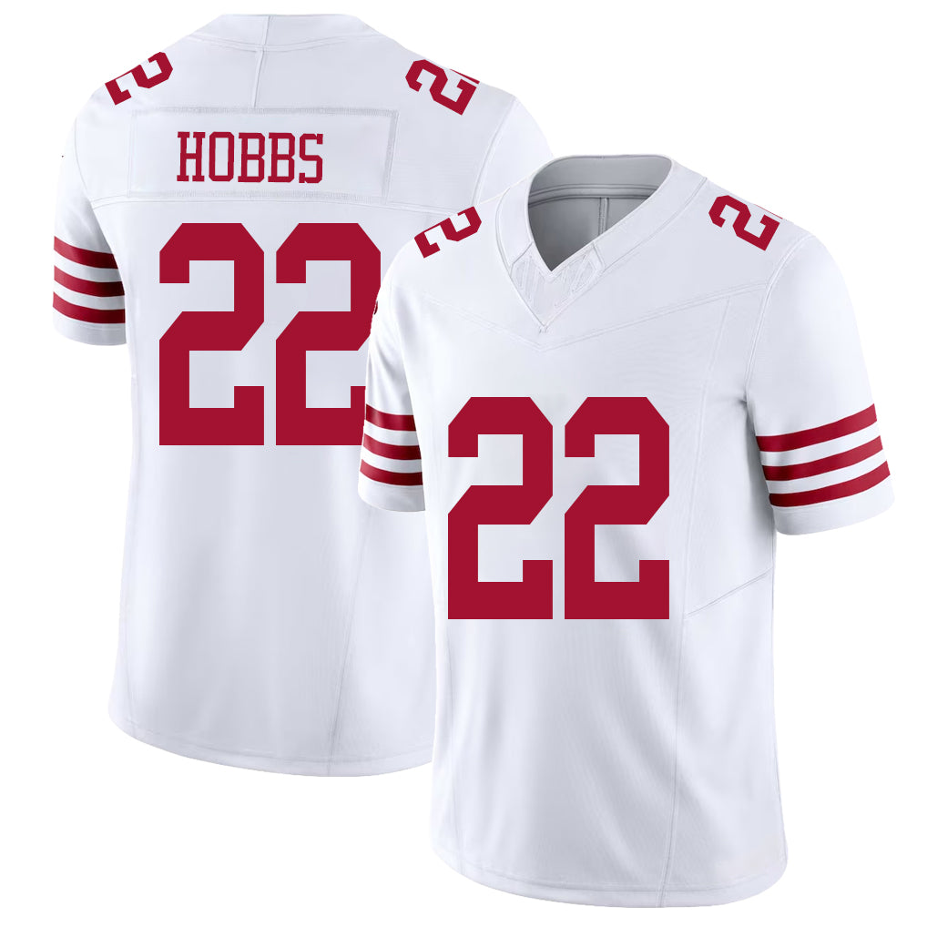 San Francisco #22 Hobbs Player Football V Neck Short Sleeve White Jersey Nate For Men Youth Women Gift