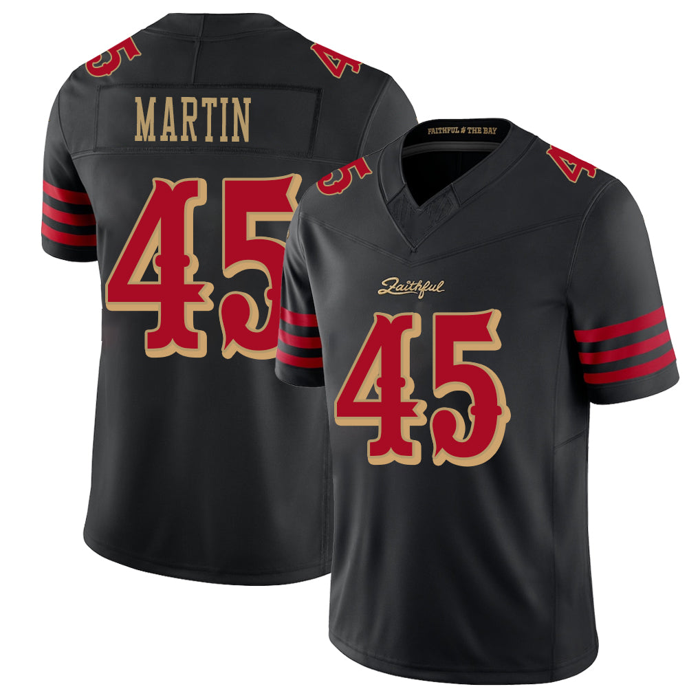 San Francisco #45 Martin Player Football V Neck Short Sleeve Black Jersey Nick For Men Youth Women Gift
