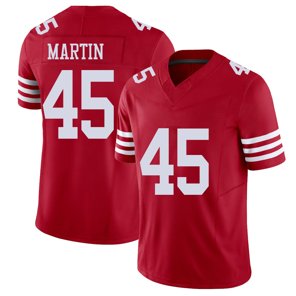 San Francisco #45 Martin Player Football V Neck Short Sleeve Scarlet Jersey Nick For Men Youth Women Gift