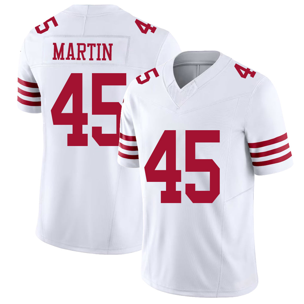 San Francisco #45 Martin Player Football V Neck Short Sleeve White Jersey Nick For Men Youth Women Gift