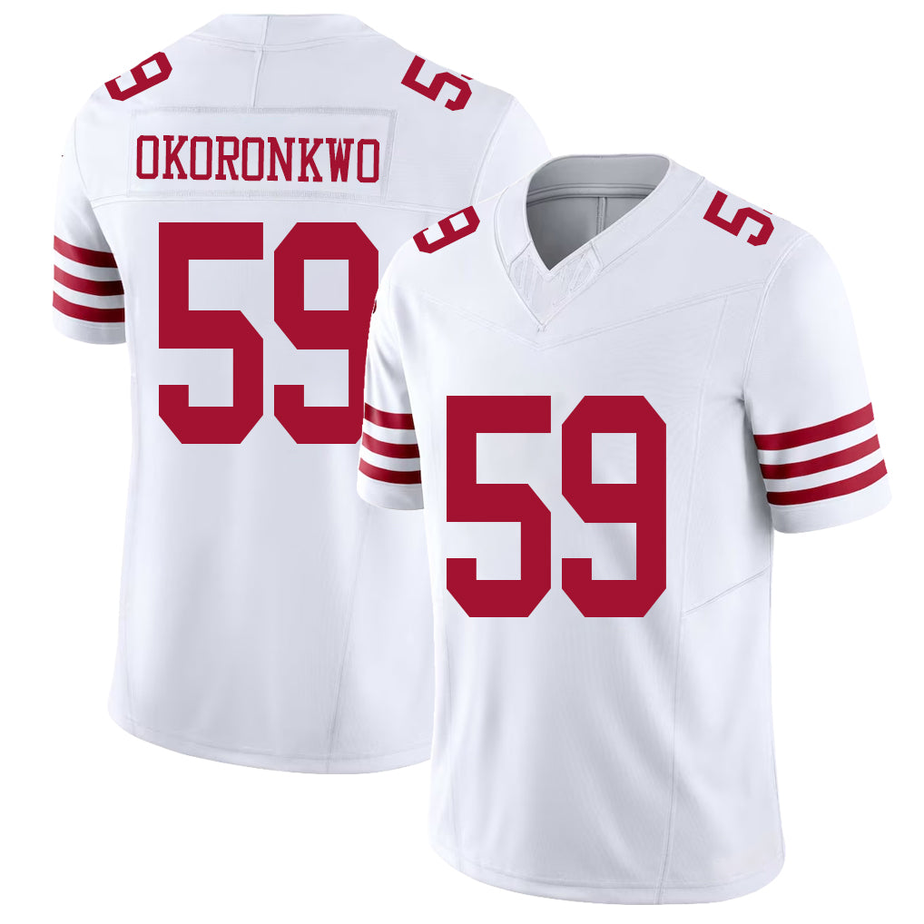 San Francisco #59 Okoronkwo Player Football V Neck Short Sleeve White Jersey Ogbo For Men Youth Women Gift