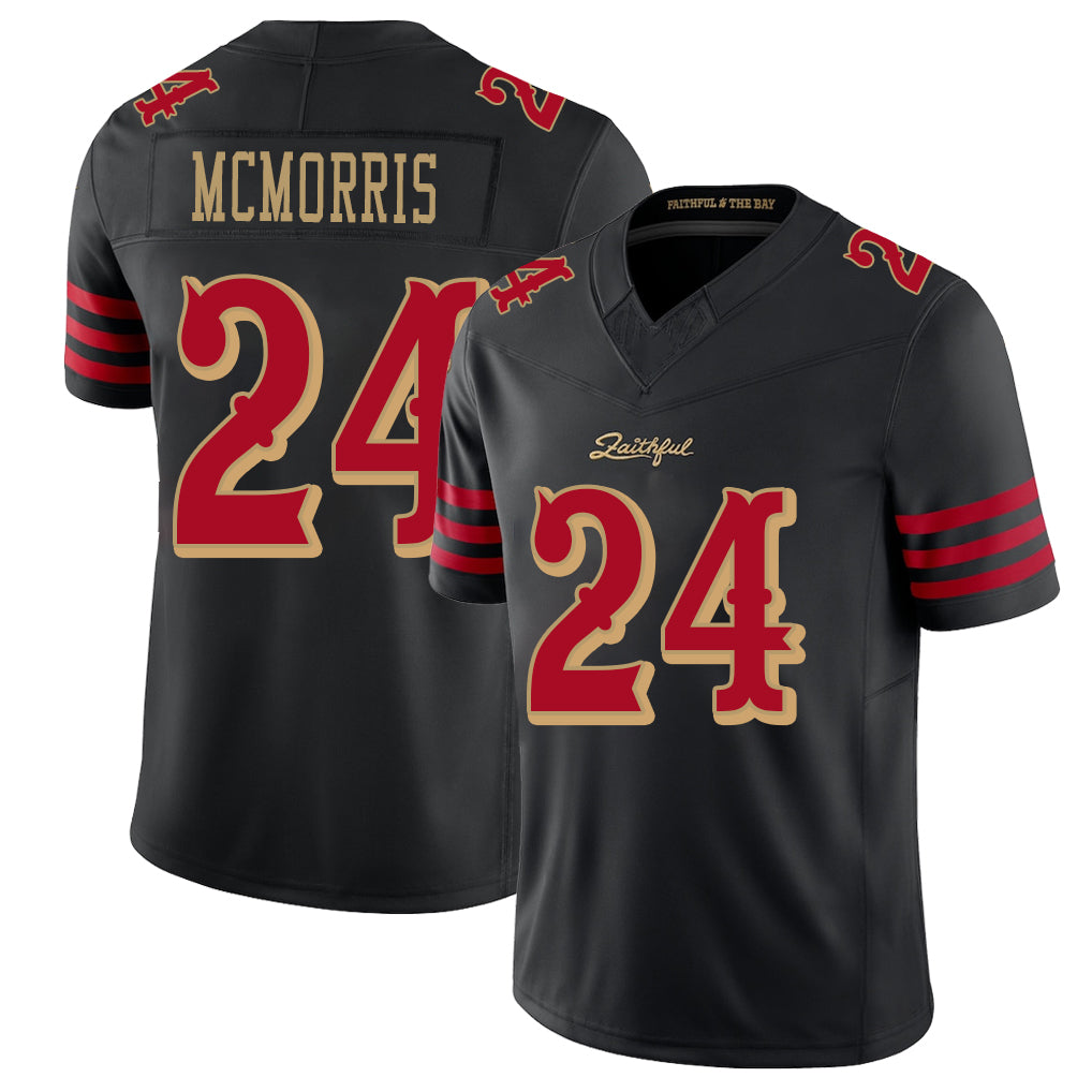 San Francisco #24 McMorris Player Football V Neck Short Sleeve Black Jersey Patrick For Men Youth Women Gift