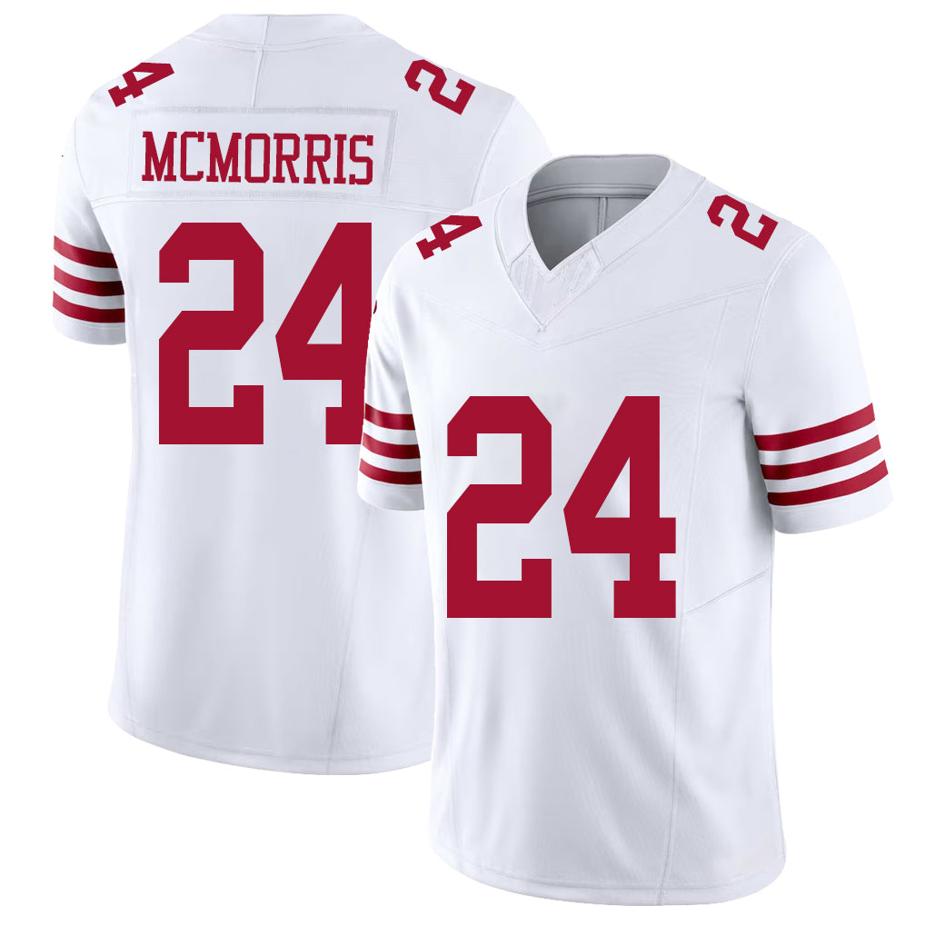 San Francisco #24 McMorris Player Football V Neck Short Sleeve White Jersey Patrick For Men Youth Women Gift