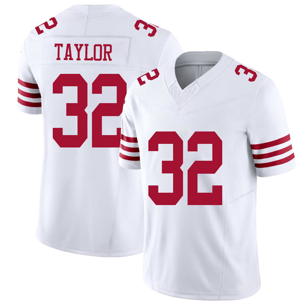 San Francisco #32 Taylor Player Football V Neck Short Sleeve White Jersey Patrick For Men Youth Women Gift