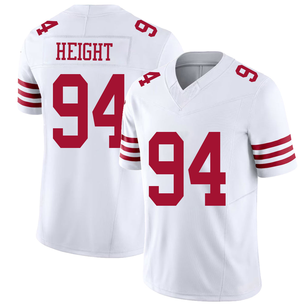 San Francisco #94 Height Player Football V Neck Short Sleeve White Jersey Romello For Men Youth Women Gift