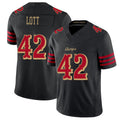 San Francisco #42 Lott Player Football V Neck Short Sleeve Black Jersey Ronnie For Men Youth Women Gift